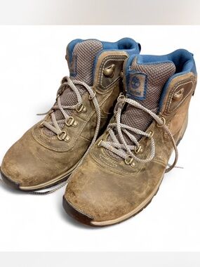 Timberland Brown Leather Hiking Boots with Blue Lining